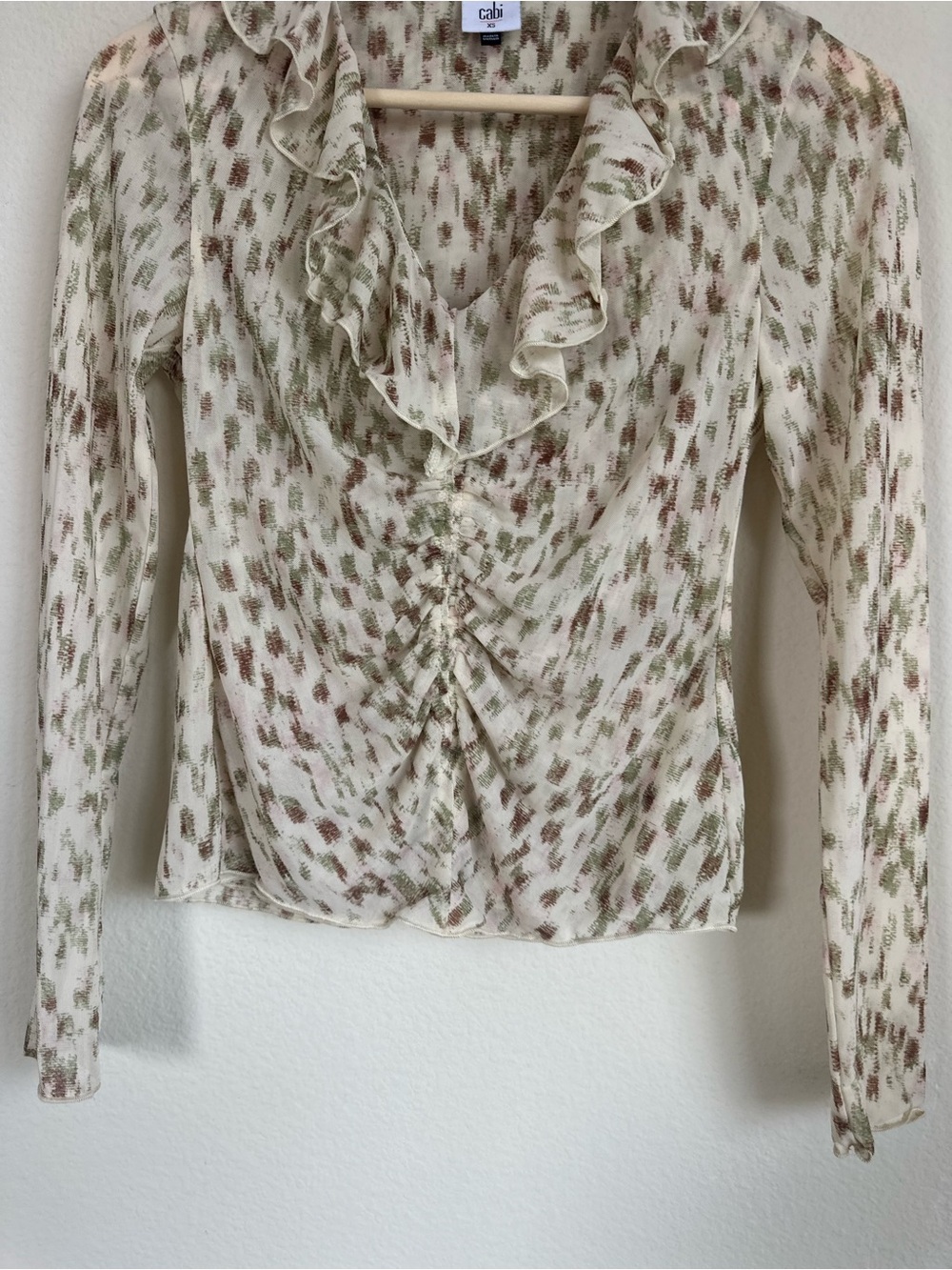 Cabi Ruched Mesh Dapple Top - Picture 4 of 11